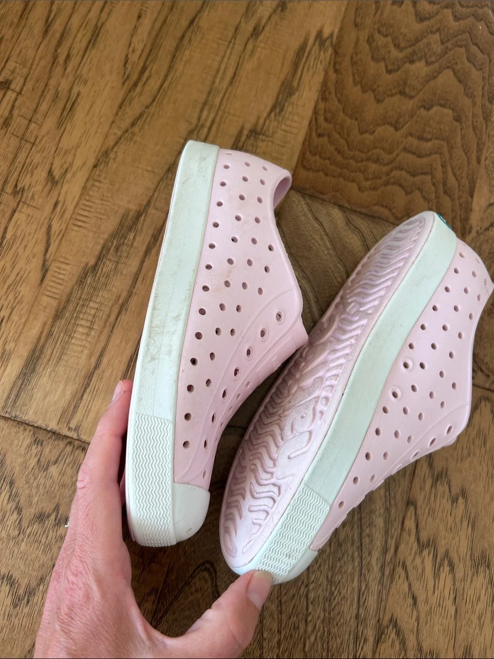 Native Jefferson Kids Slip-On Water Shoes in Pink with White Toe
